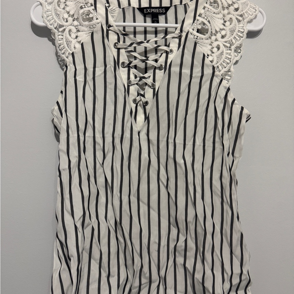 Express Lace-Up Striped Blouse